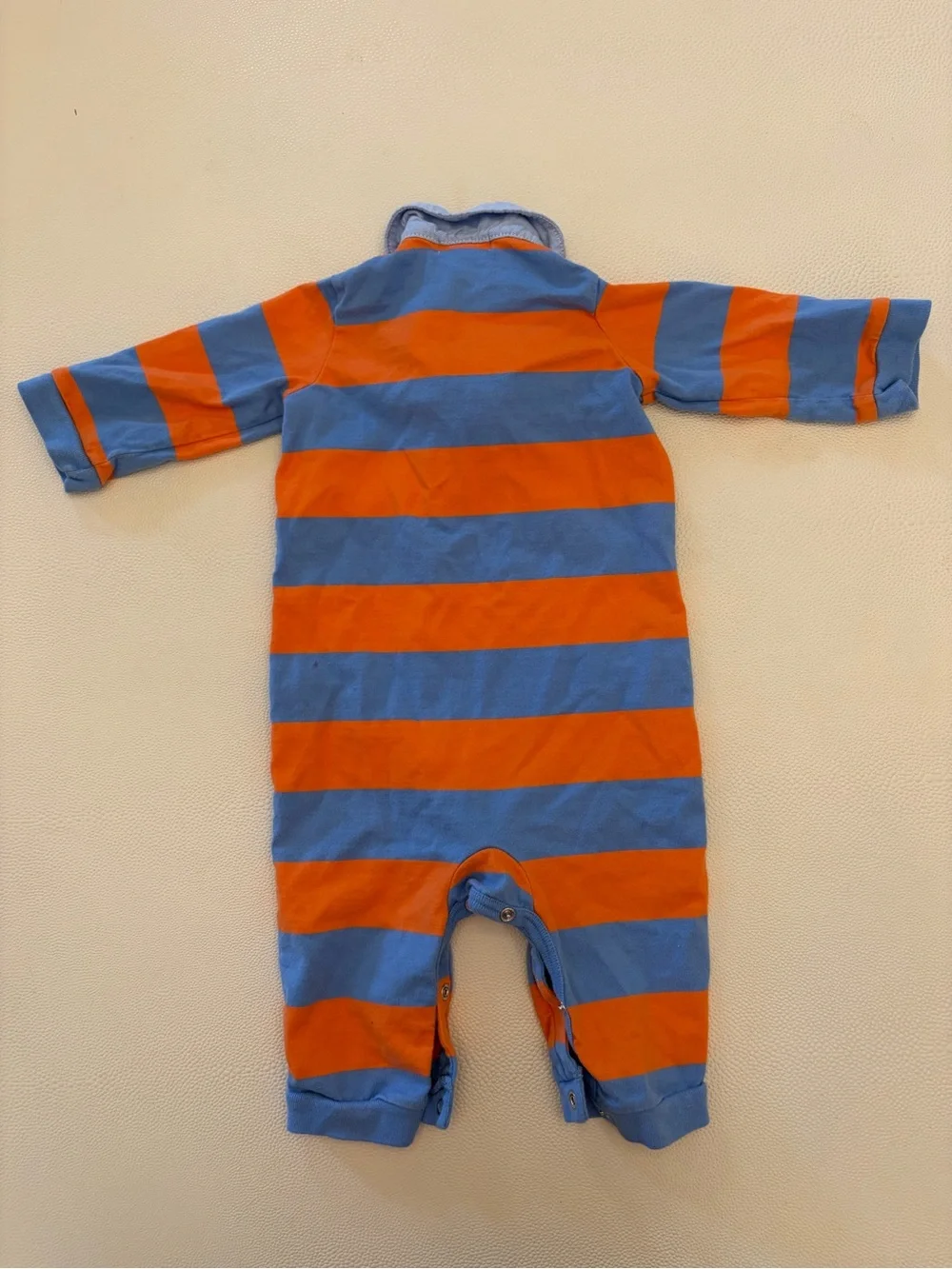 Polo Ralph Lauren Orange & Blue Striped long sleeve Infant Romper, 9 mo